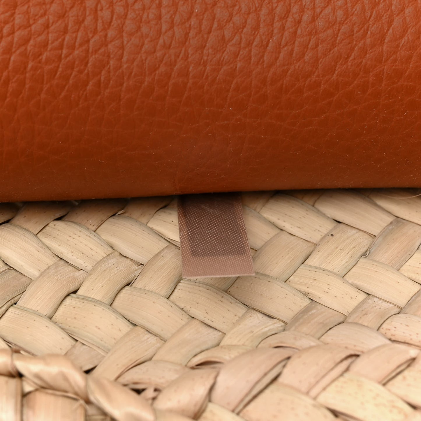 Raffia Calfskin Marcie Basket Tan