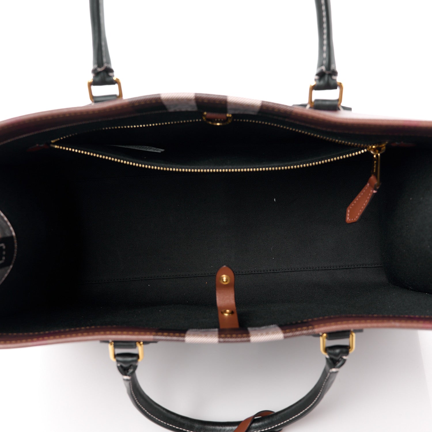 Burberry E-Canvas Check Calfskin Medium Freya Tote Dark Birch Brown 5 of 12