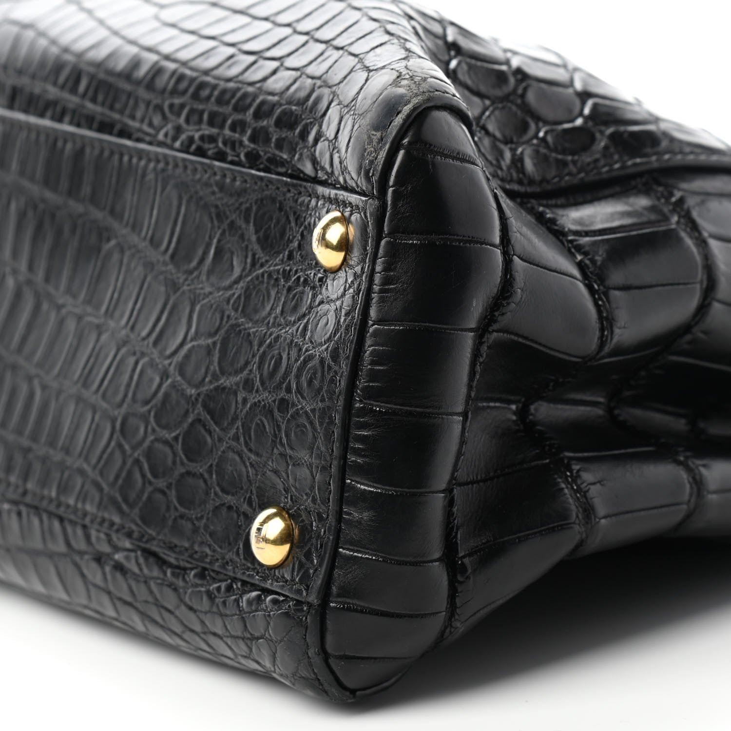 Fendi Crocodile Medium Peekaboo Iconic Satchel Black 10 of 10