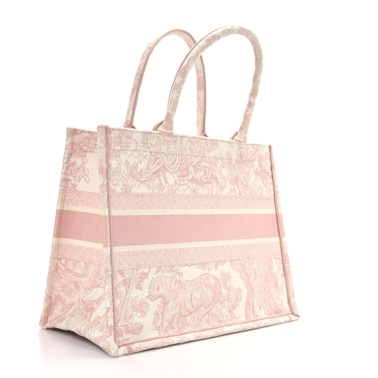 Christian Dior Canvas Embroidered Medium Dioriviera Toile De Jouy Book Tote Rose 3 of 9