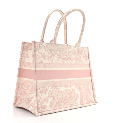 Christian Dior Canvas Embroidered Medium Dioriviera Toile De Jouy Book Tote Rose 3 of 9