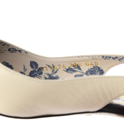Gucci Malaga Kid Web Bow Jane Low Heel Slingback Pumps 38.5 Vintage White 11 of 15
