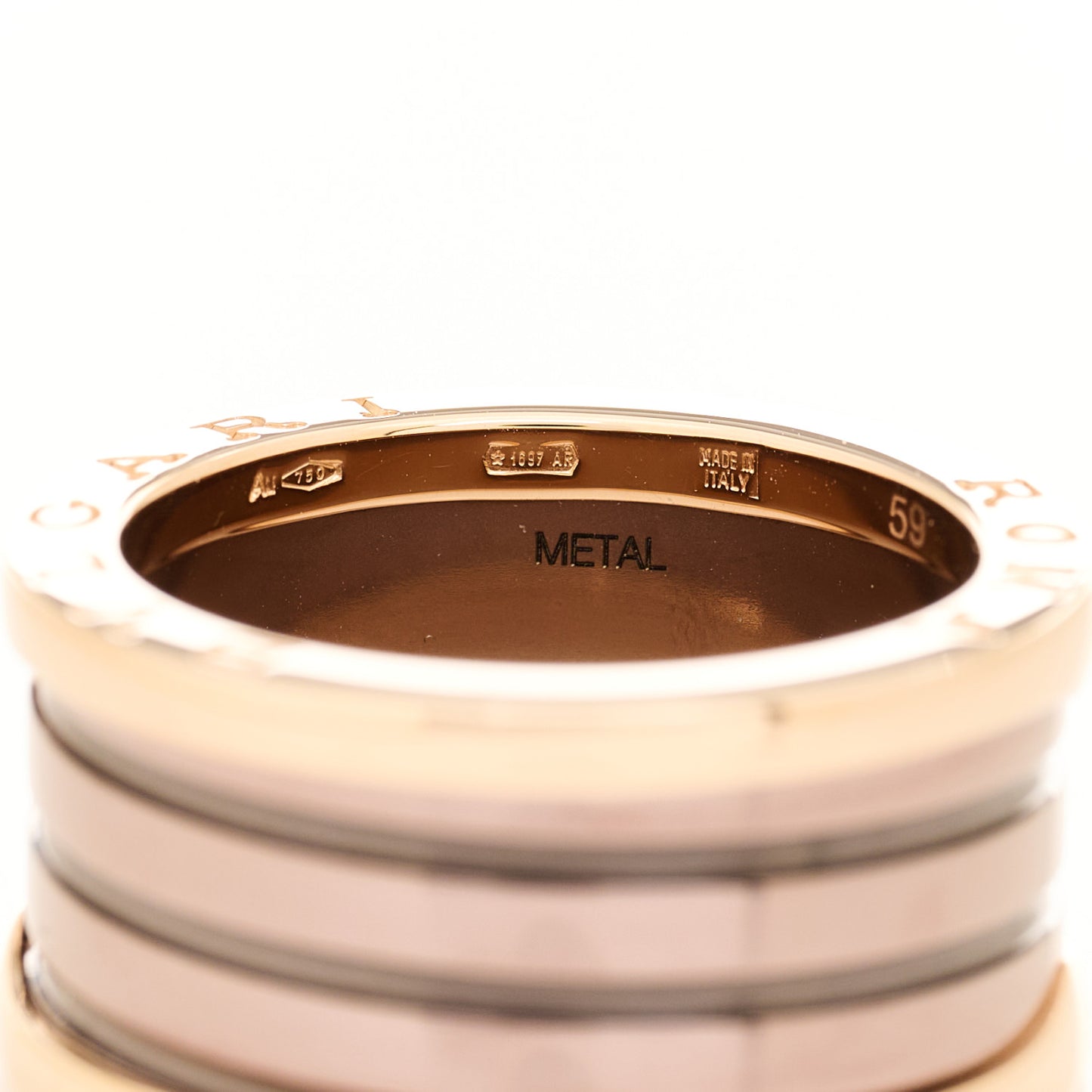 18K Rose Gold Bronze Cermet B.Zero1 Roma Four-Band Ring 59 8.75