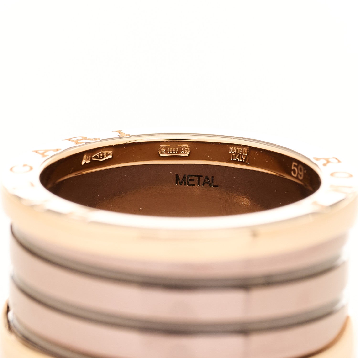 Bulgari 18K Rose Gold Bronze Cermet B.Zero1 Roma Four-Band Ring 59 8.75 5 of 6