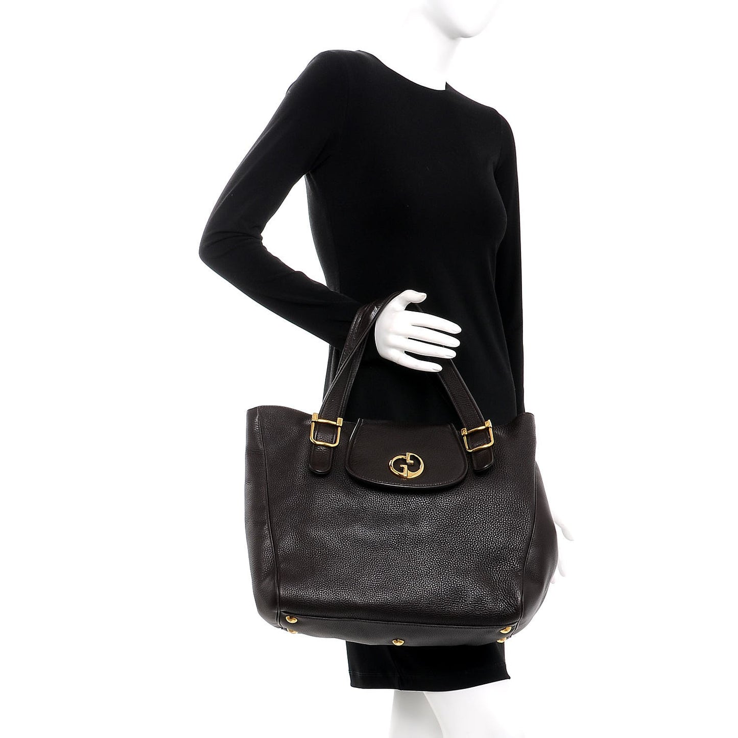 Pebbled Calfskin Medium 1973 Tote Dark Brown