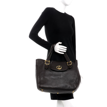 Gucci Pebbled Calfskin Medium 1973 Tote Dark Brown 2 of 7