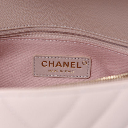 Chanel Caviar Chevron Quilted Small Coco Handle Flap Beige 8 of 11