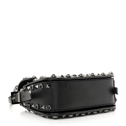 Valentino Garavani Pebbled Calfskin Rockstud Rolling Flip Lock Crossbody Bag Black 4 of 13