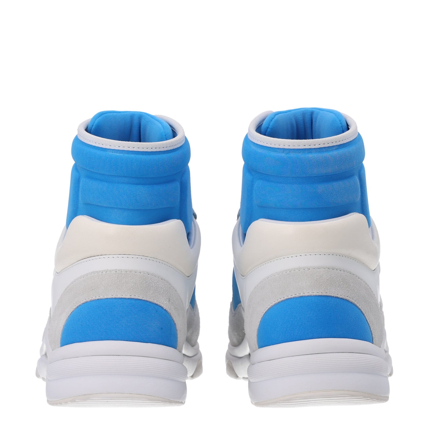 Chanel Suede Calfskin Lambskin High Top CC Sneakers 37.5 White Blue 6 of 11