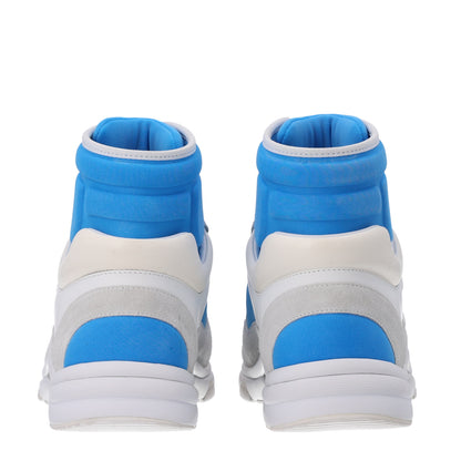 Chanel Suede Calfskin Lambskin High Top CC Sneakers 37.5 White Blue 6 of 11