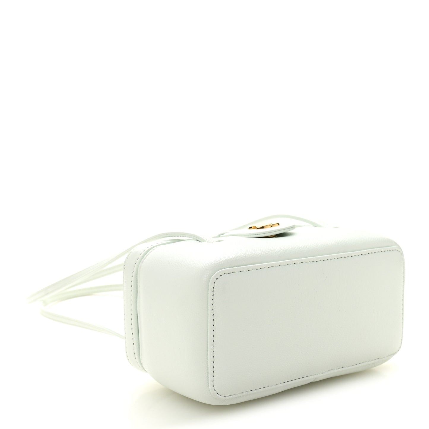 Shiny Caviar Preppy Coco Long Vanity With Strap Light Blue