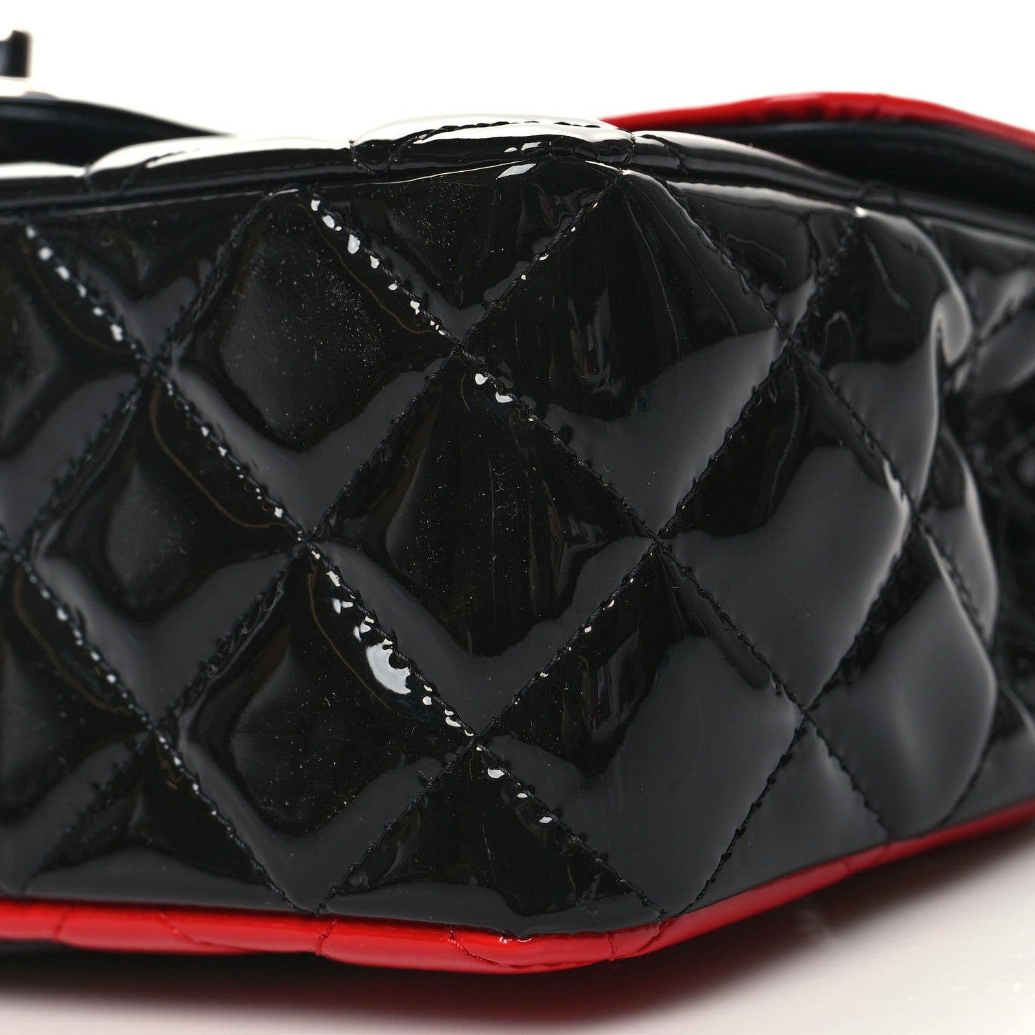 Chanel Patent Calfskin Quilted Bi-Color Mini Rectangular Flap Red Black 10 of 11