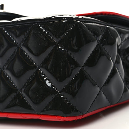 Chanel Patent Calfskin Quilted Bi-Color Mini Rectangular Flap Red Black 10 of 11