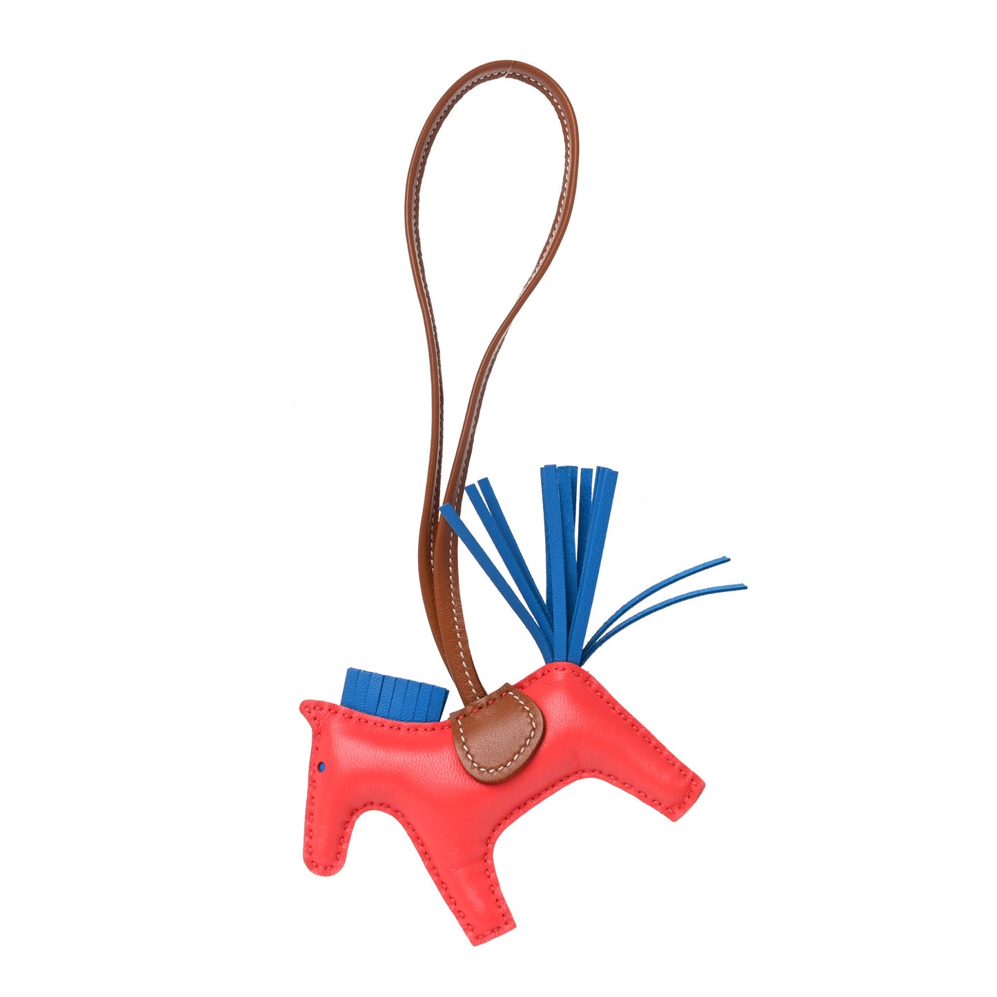 Milo Lambskin Grigri Rodeo Horse Bag Charm PM Rose Texas Bleu Zanzibar Gold
