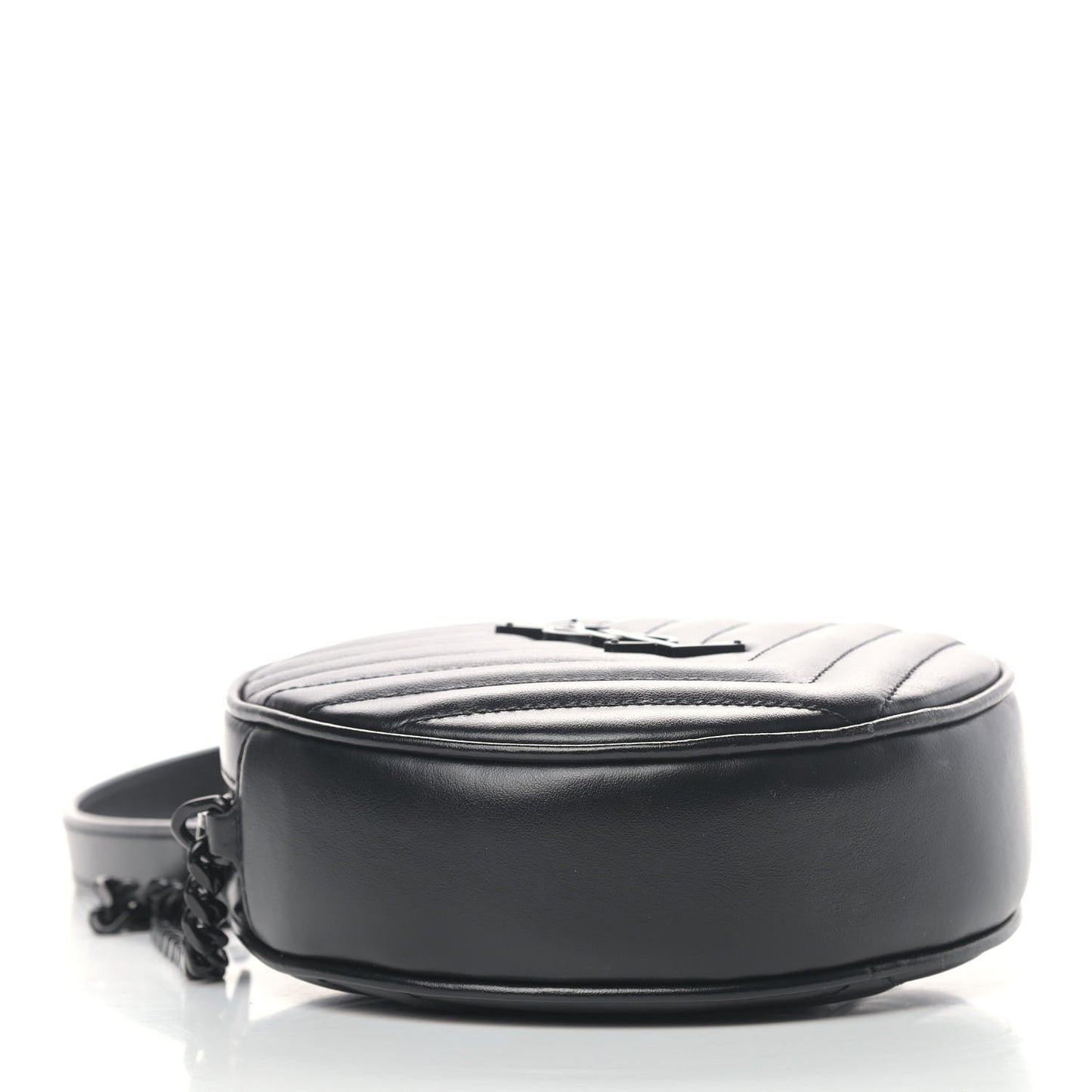 Calfskin Matelasse Chevron Round Vinyle Camera Bag Black
