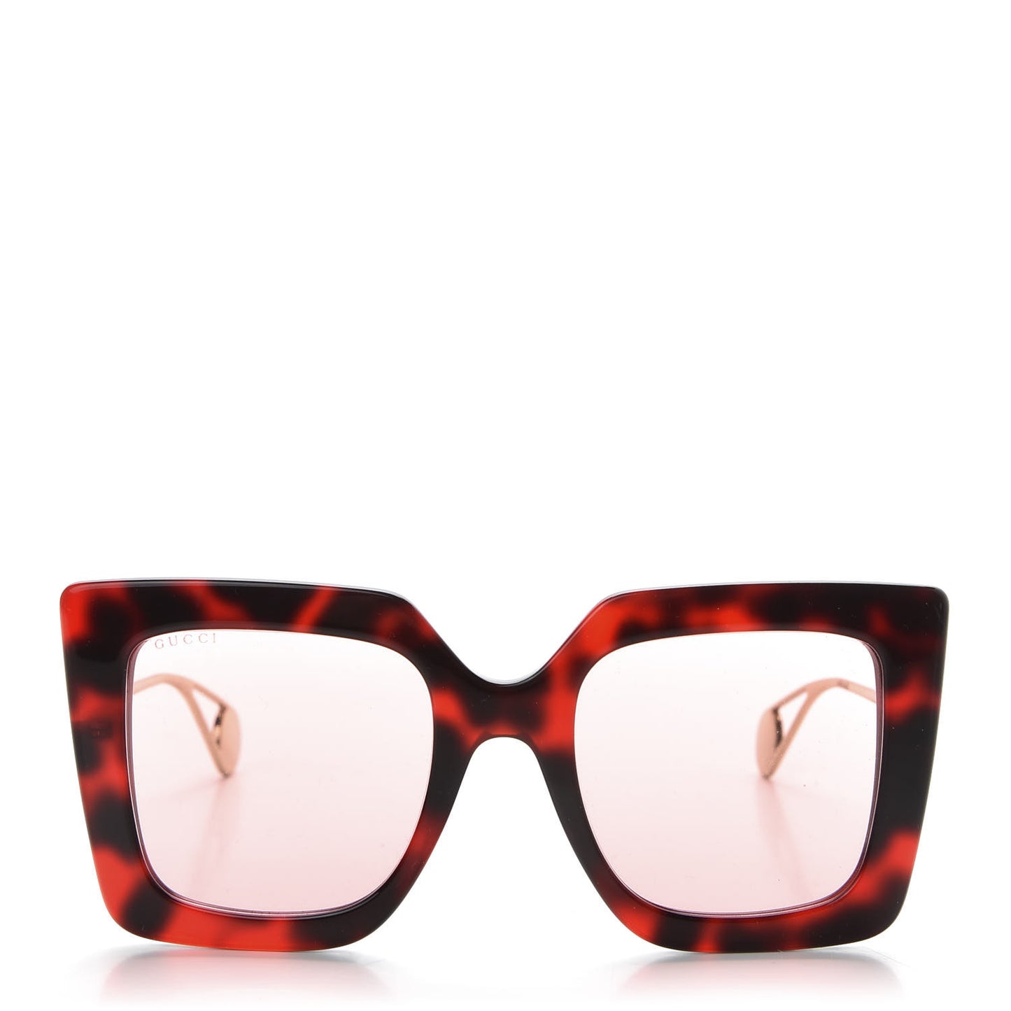 Acetate Oversize Square Frame GG0435S Sunglasses Red Havana