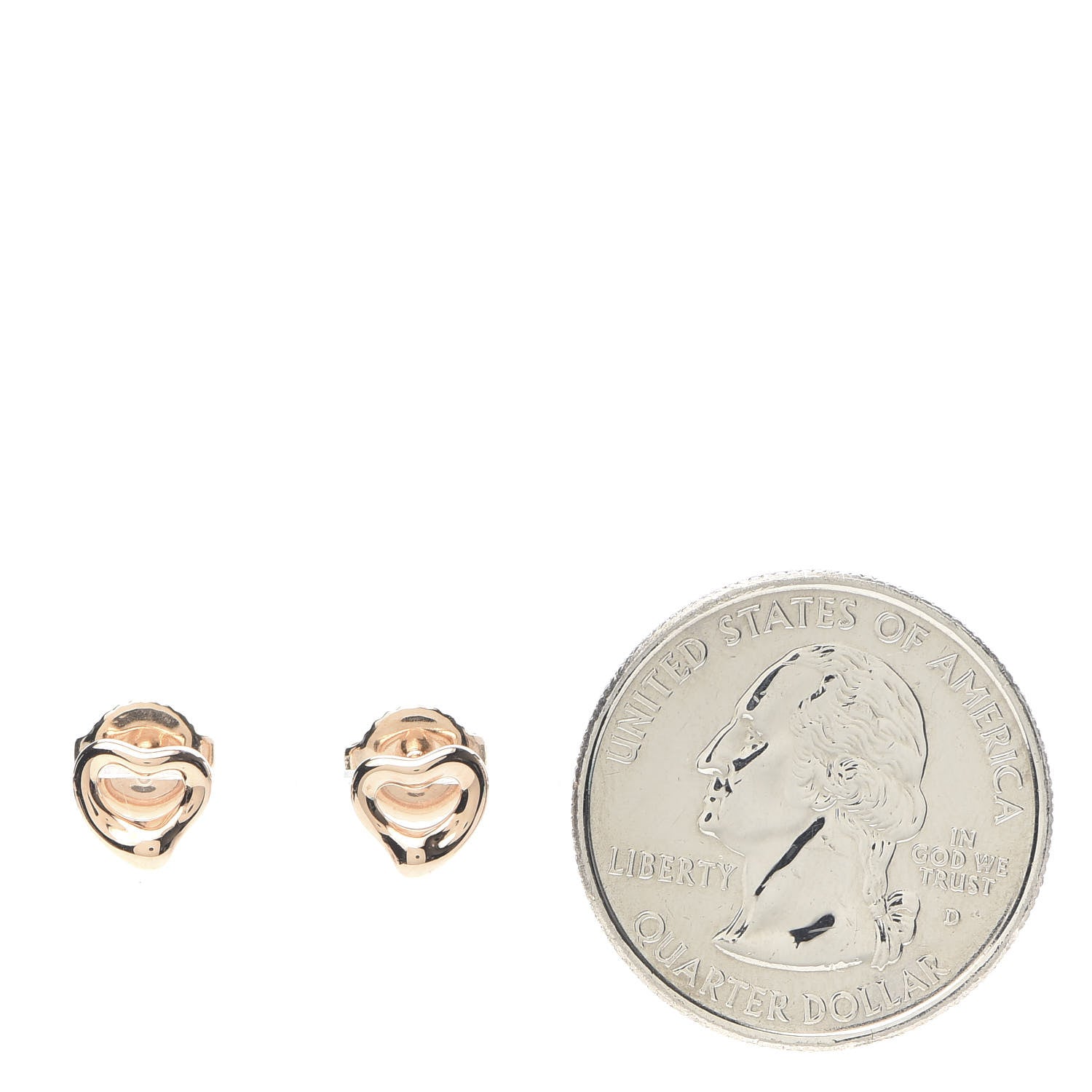 Tiffany 18K Rose Gold 7mm Elsa Peretti Open Heart Earrings 2 of 6