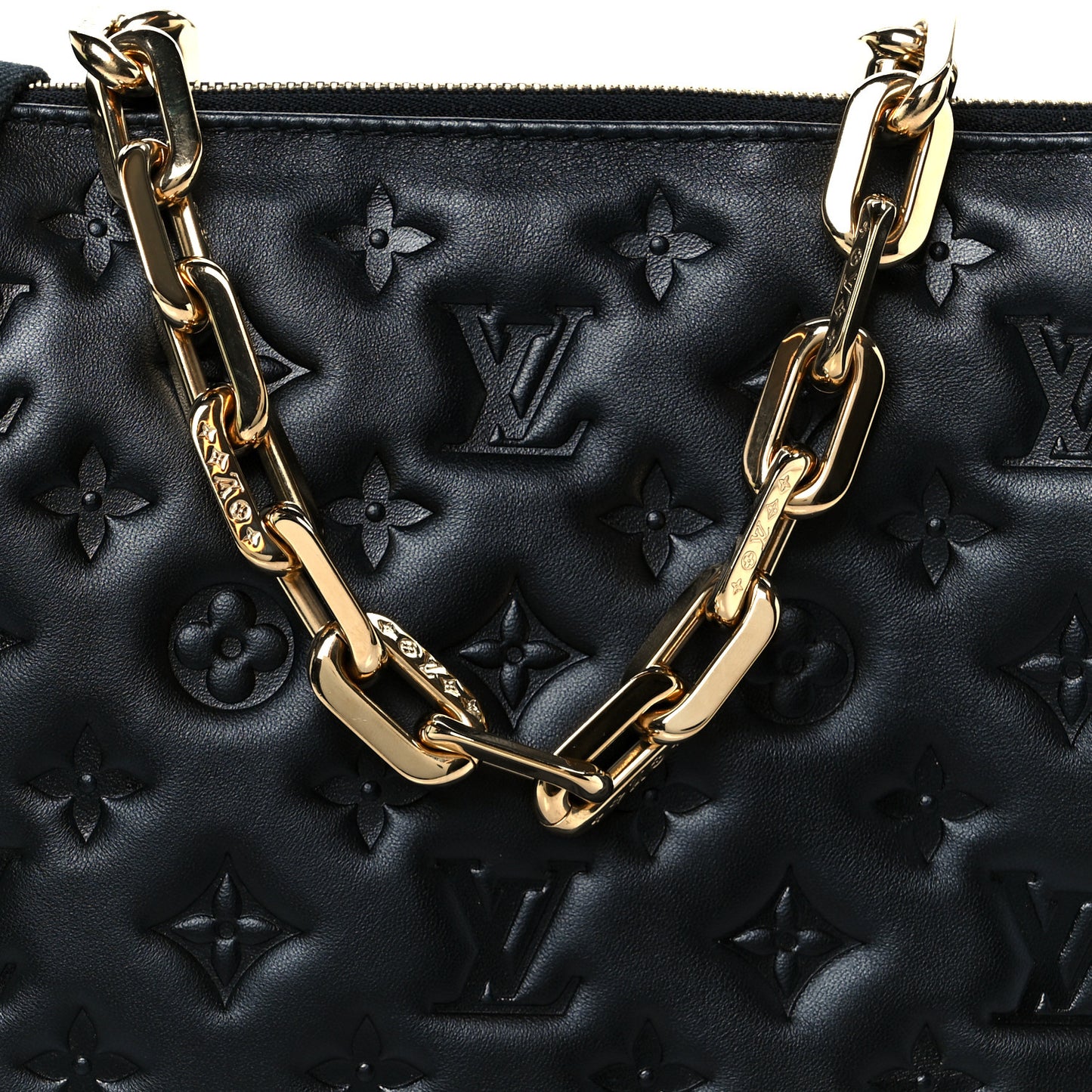 Lambskin Embossed Monogram Coussin PM Black