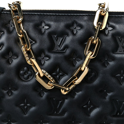 Louis Vuitton Lambskin Embossed Monogram Coussin PM Black 10 of 13