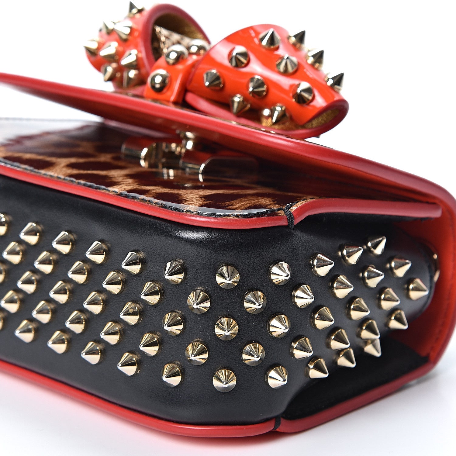 Christian Louboutin Patent Calfskin Leopard Spikes Mini Sweety Charity NV Crossbody Bag Brown 8 of 8