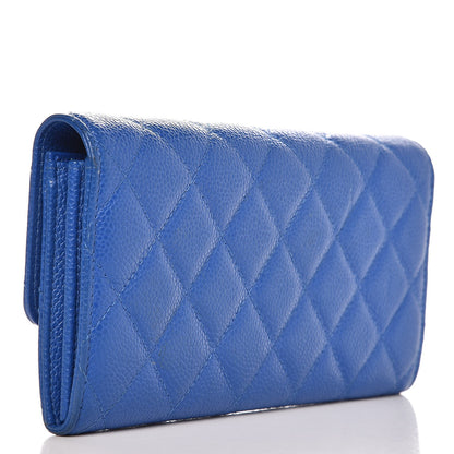 Chanel Caviar Quilted Large Gusset Flap Wallet Blue 3 of 15