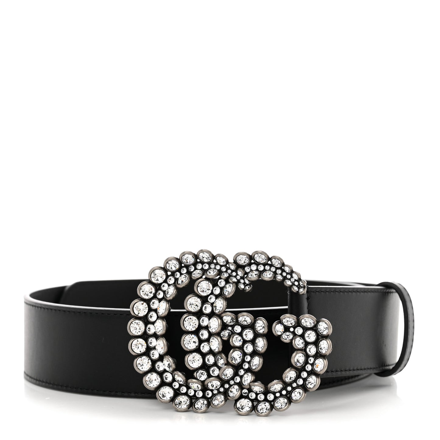Calfskin Crystal Double G 40mm Belt Black