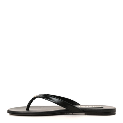 Chanel Shiny Lambskin Crystal CC Thong Sandals 38 Black 1 of 10