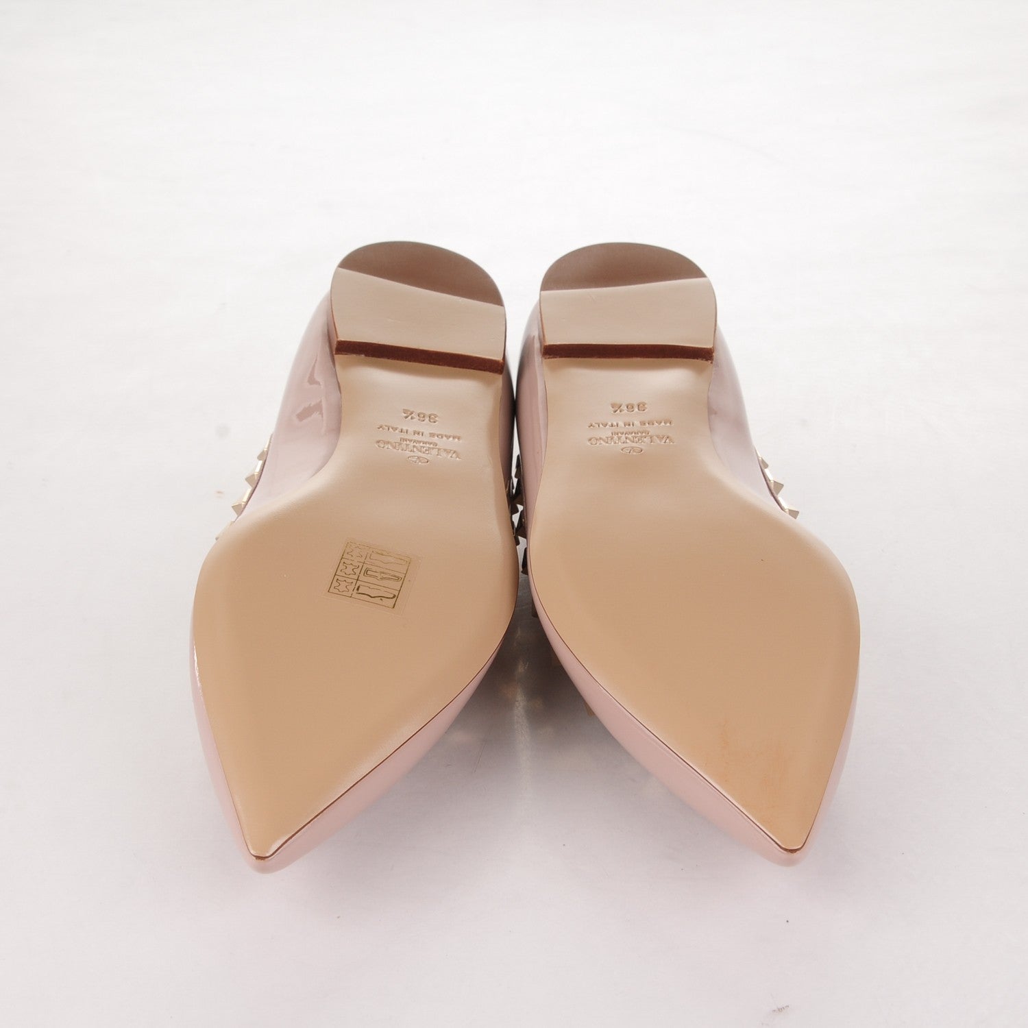Valentino Garavani Patent Rockstud Ballerina Flats 36.5 Poudre 5 of 6