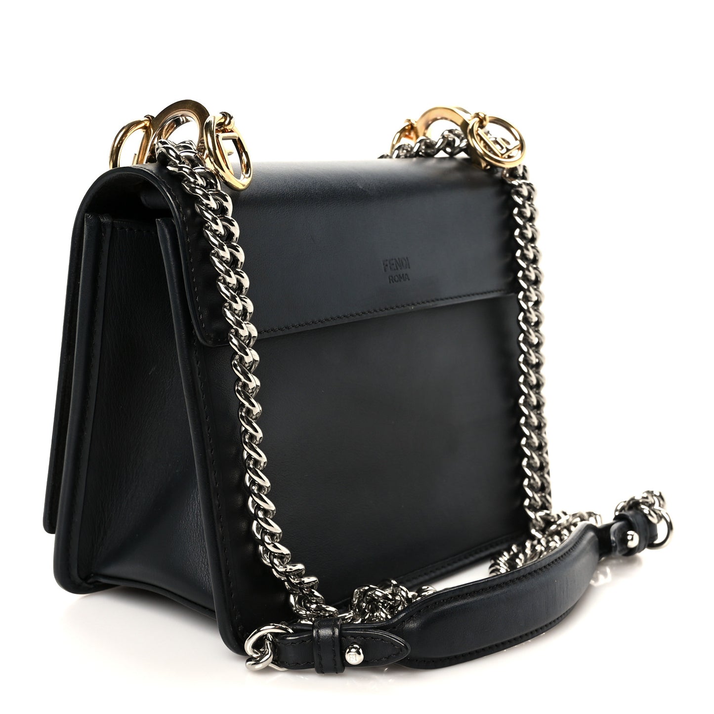 Vitello Century Velvet F is Fendi FF Small Kan I Shoulder Bag Black Tobacco