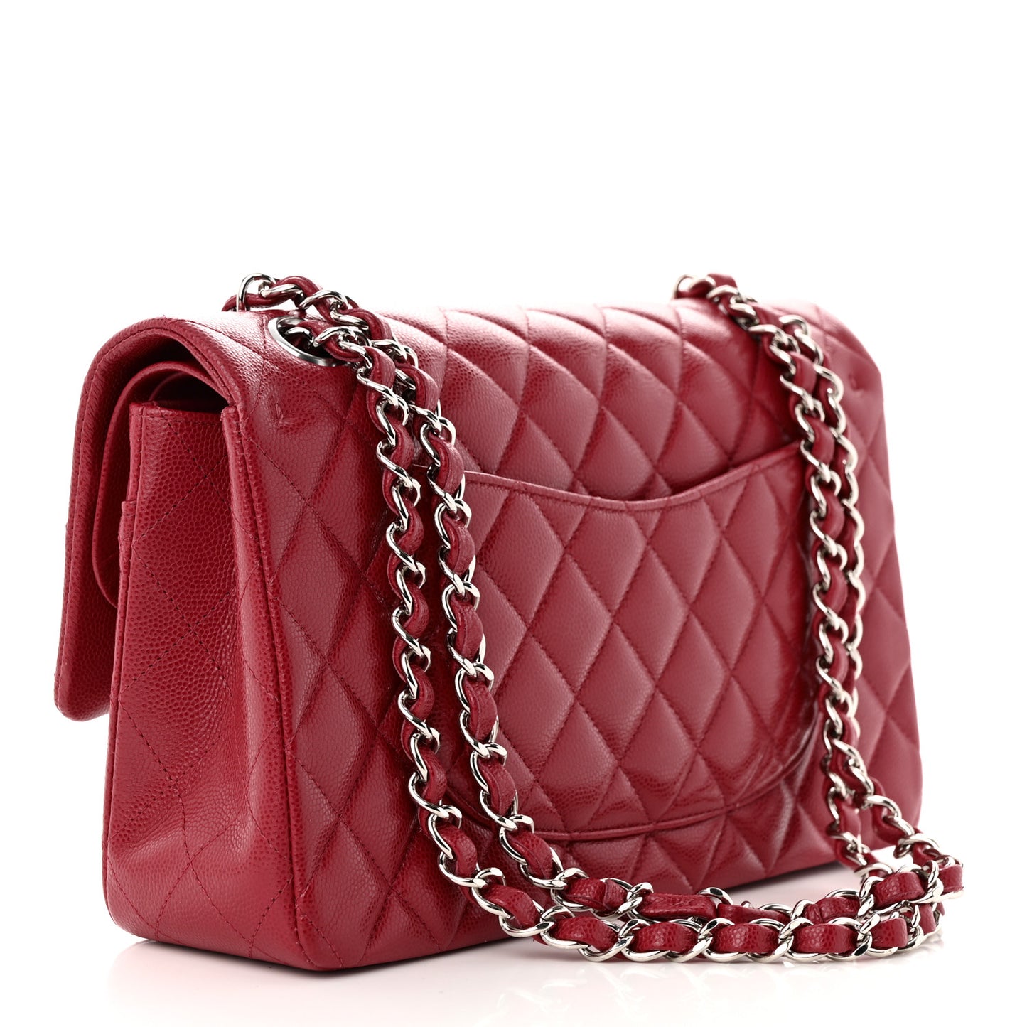 Caviar Quilted Medium Double Flap Dark Pink