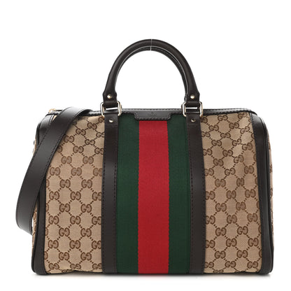 Gucci Monogram Vintage Web Medium Boston Dark Brown 1 of 10