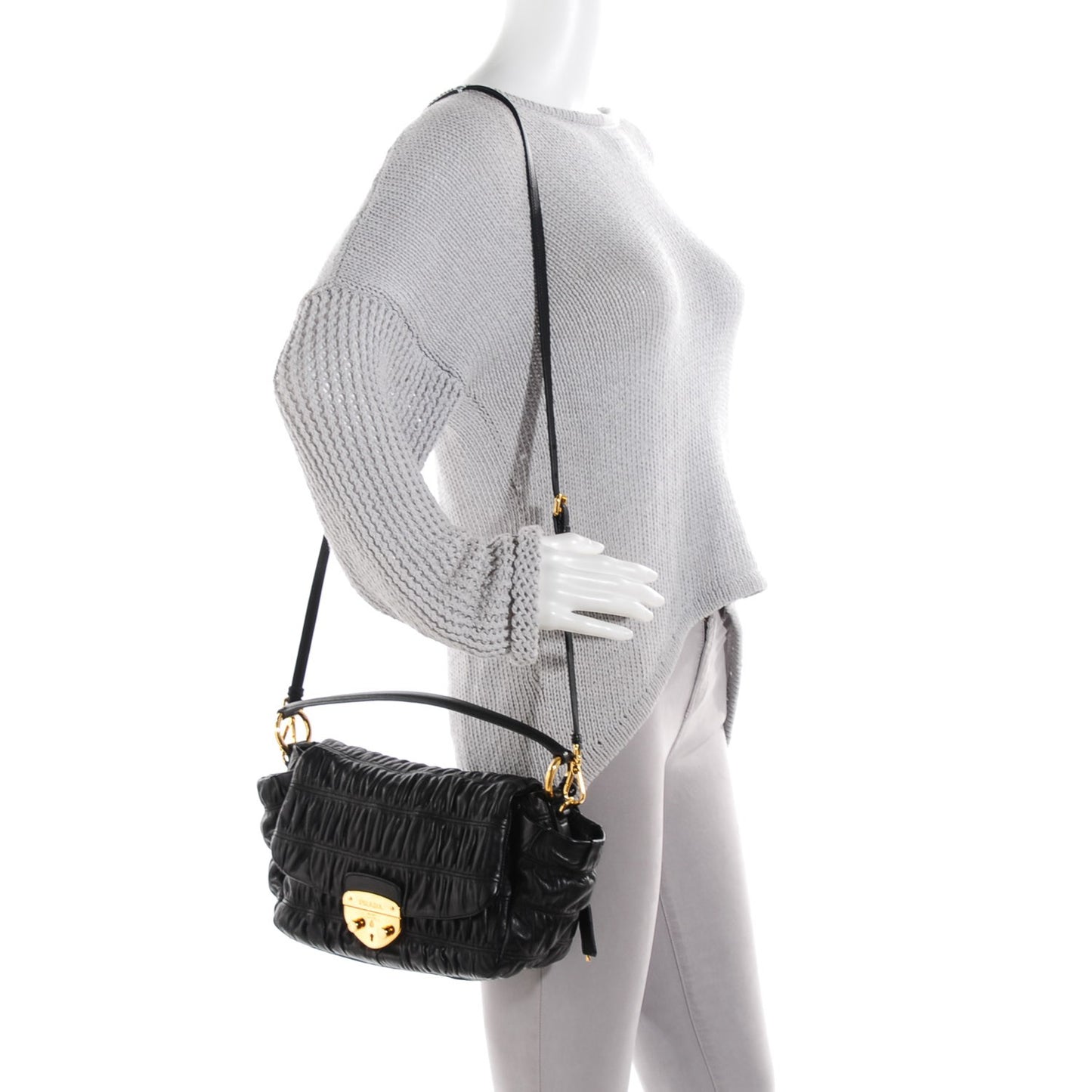 Nappa Dressy Gaufre Flap Bag Nero Black