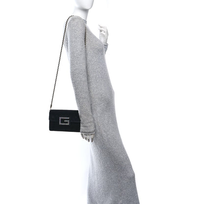 Gucci Velvet Crystal Square G Shoulder Bag Black 2 of 10