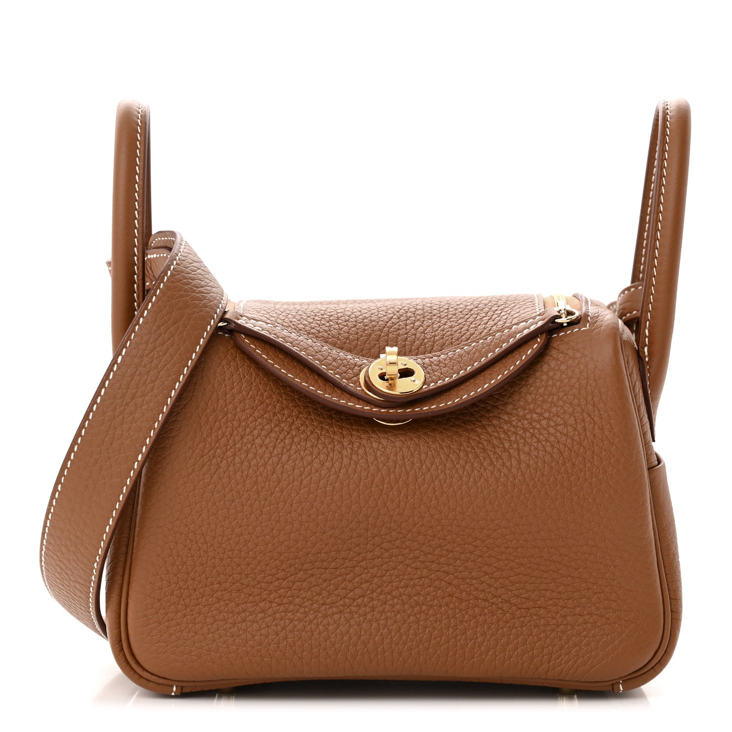 Hermes Taurillon Clemence Mini Lindy 20 Gold 1 of 11