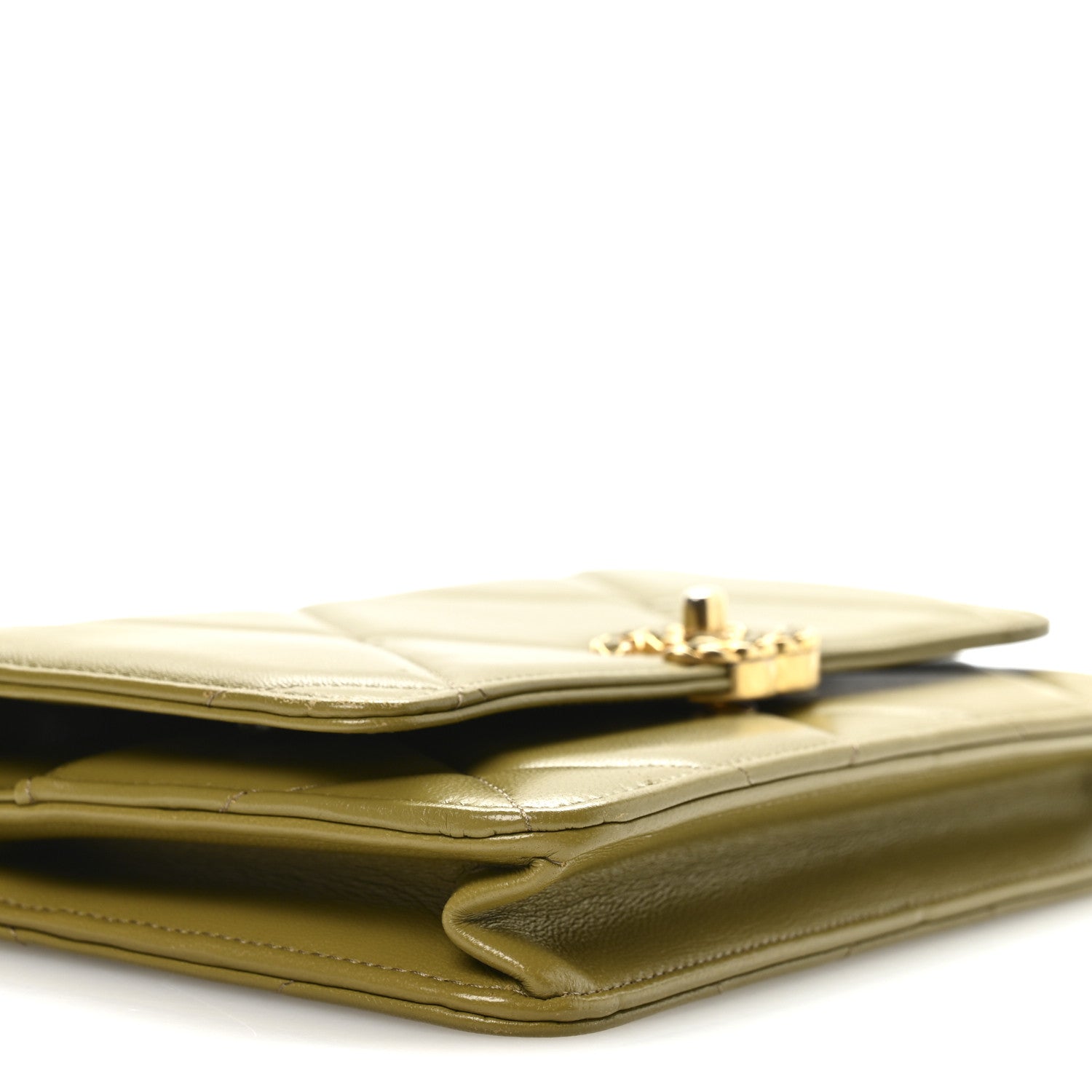 Chanel Lambskin Quilted Chanel 19 Wallet On Chain WOC Green 10 of 12