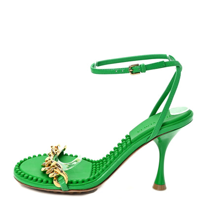 Bottega Veneta Lambskin Dot 90mm Sandals 35.5 Grass 1 of 7