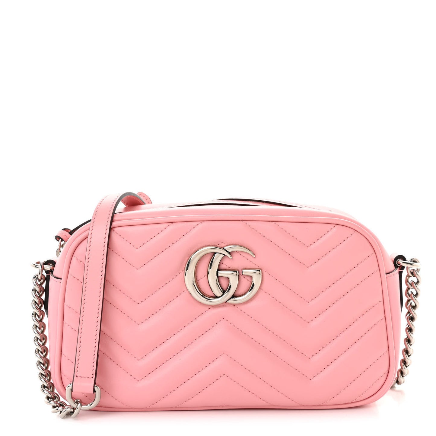 Calfskin Matelasse Small GG Marmont Chain Shoulder Bag Wild Rose