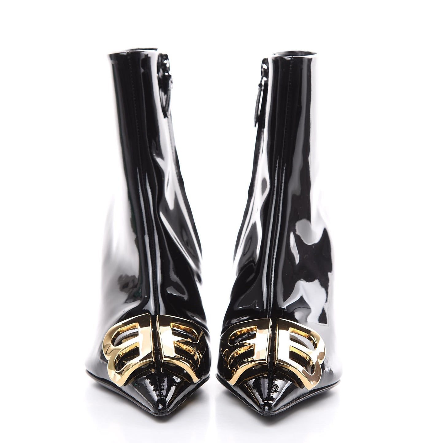 Patent BB Pointy Toe Ankle Booties 35 Black