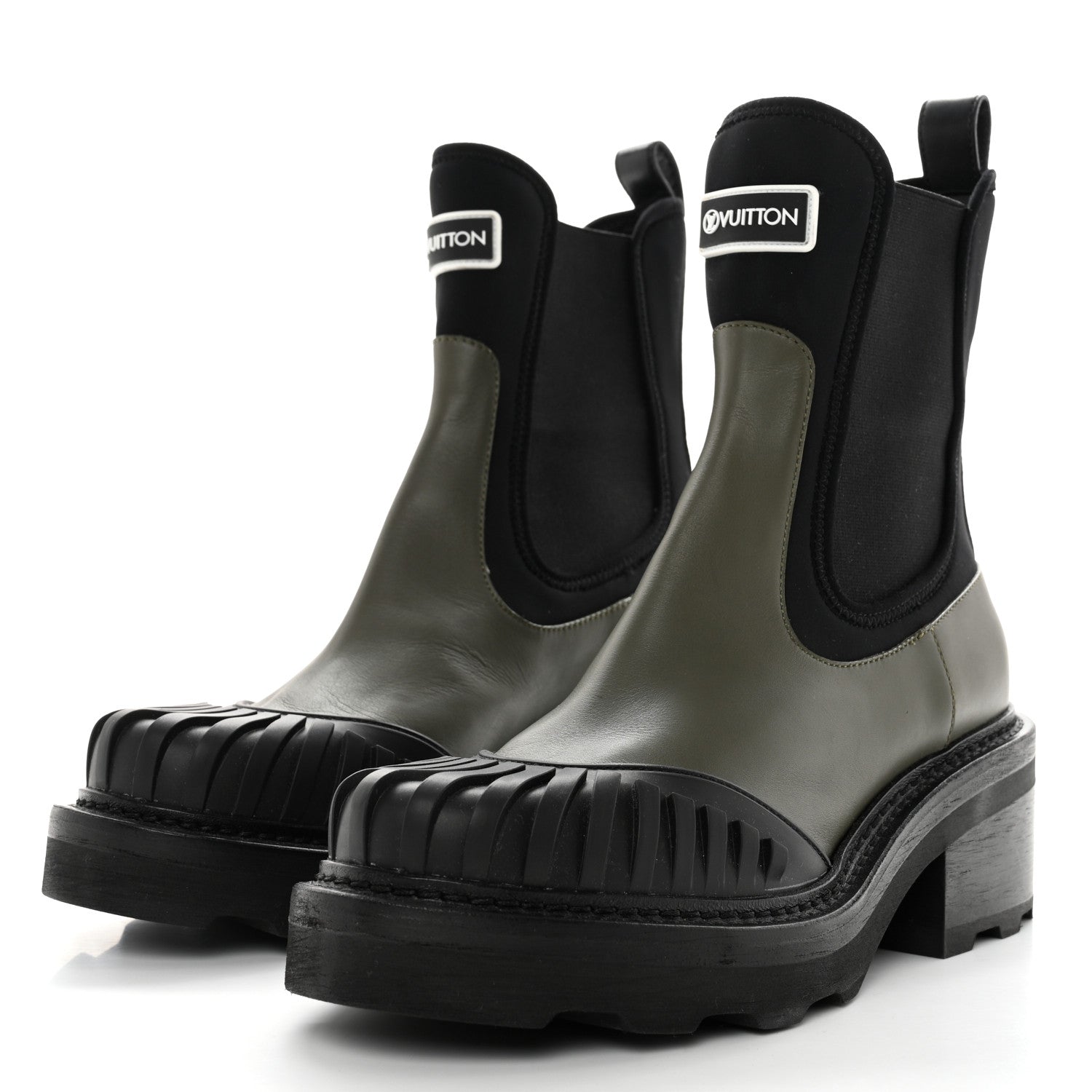 Louis Vuitton Calfskin Beaubourg Ankle Boots 39 Black Green 3 of 11