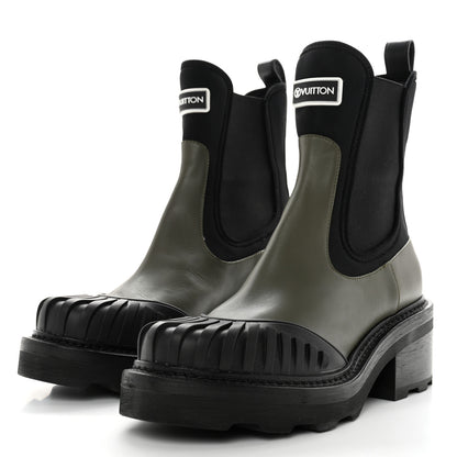 Louis Vuitton Calfskin Beaubourg Ankle Boots 39 Black Green 3 of 11
