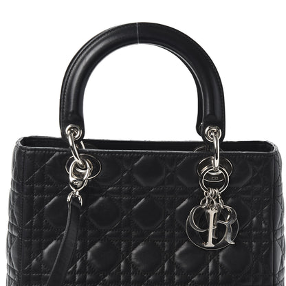 Christian Dior Lambskin Cannage Medium Lady Dior Black 9 of 9