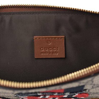 Gucci GG Supreme Monogram Web Kingsnake Embroidered Large Zip Pouch Brown 6 of 10