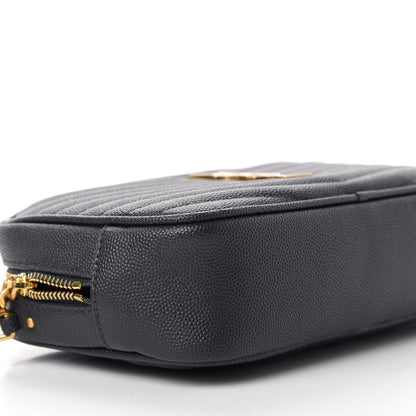 Saint Laurent Grain De Poudre Matelasse Monogram Mini Lou Camera Bag Dark Smog 6 of 11