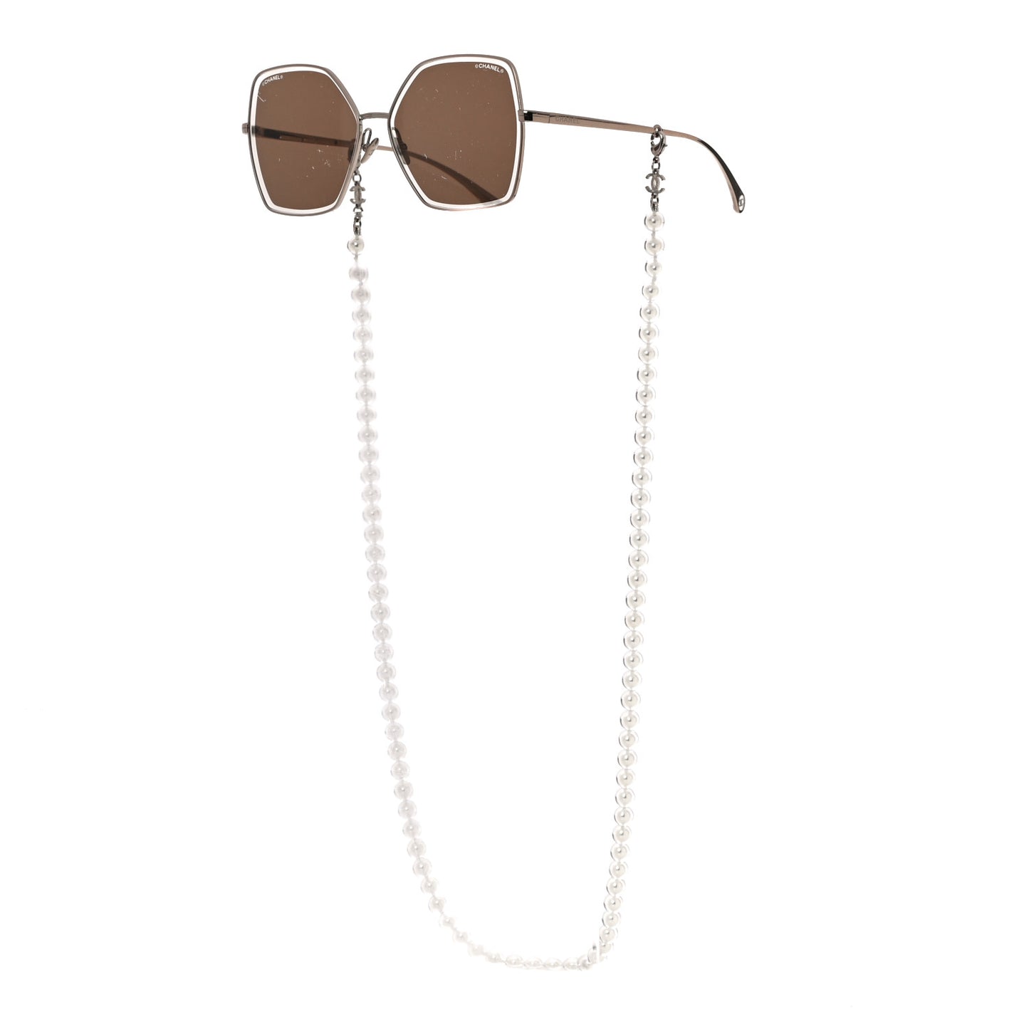 Butterfly Removable Pearl Chain Sunglasses 4262 Brown
