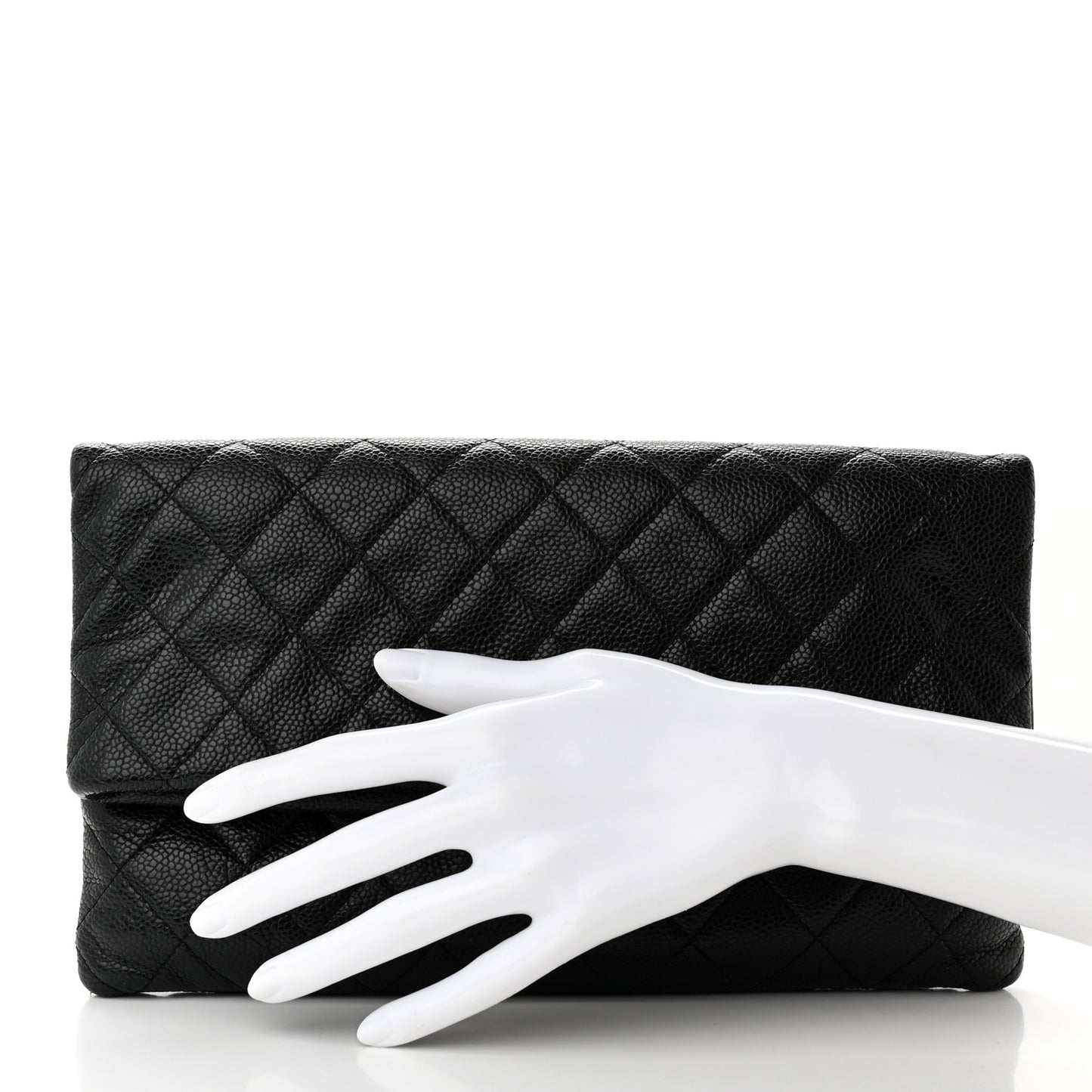 Caviar Quilted CC Beauty Clutch Black