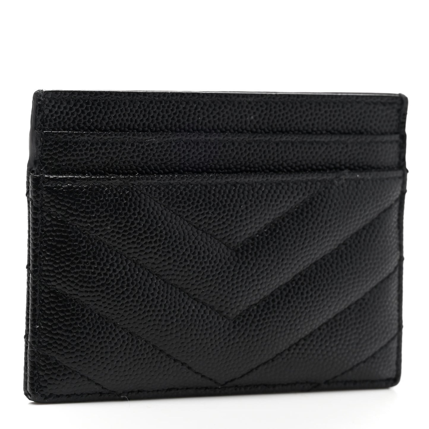Grain De Poudre Matelasse Chevron Monogram Credit Card Case Black