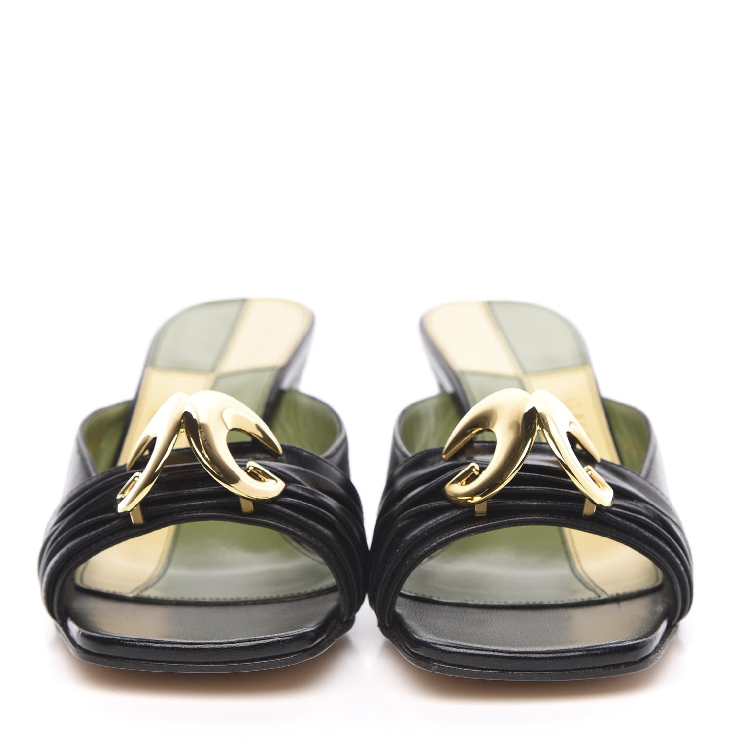 Gucci Malaga Kid Half Moon GG Square Toe Slide Sandals 35.5 Black 2 of 9