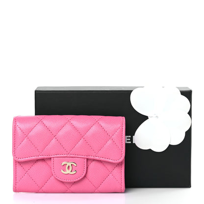 Chanel Caviar Quilted Flap Card Holder Wallet Pink 9 of 9