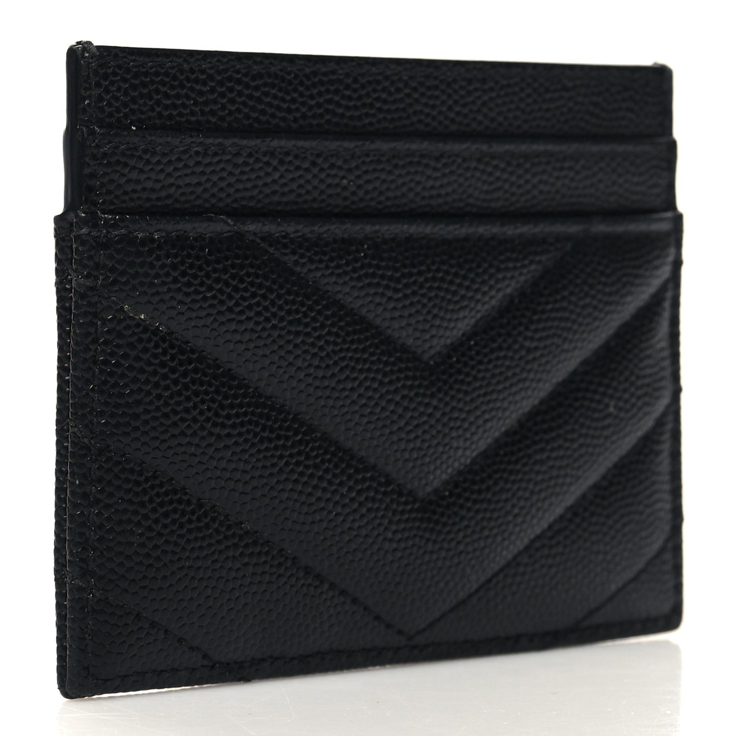Grain De Poudre Matelasse Chevron Monogram Credit Card Case Black