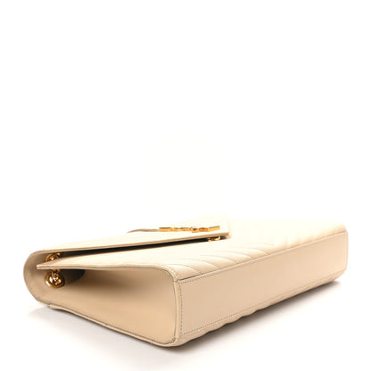 Saint Laurent Grain De Poudre Matelasse Chevron Large Monogram Satchel Nude Powder 4 of 10